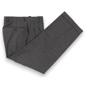Zanella Dress Pants Mens 32x29 Bennett Gray Houndstooth Pleated Trousers Italy
